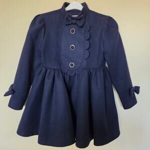 Beautiful EUC Pettigirl Girls 12 Winter Coat Snap Button Front Bow Scallop Lined